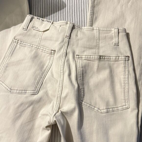 New FREE PEOPLE We The Free Level Up Slit Flare Jeans $98 SIZE 27 Bone - Picture 9 of 13